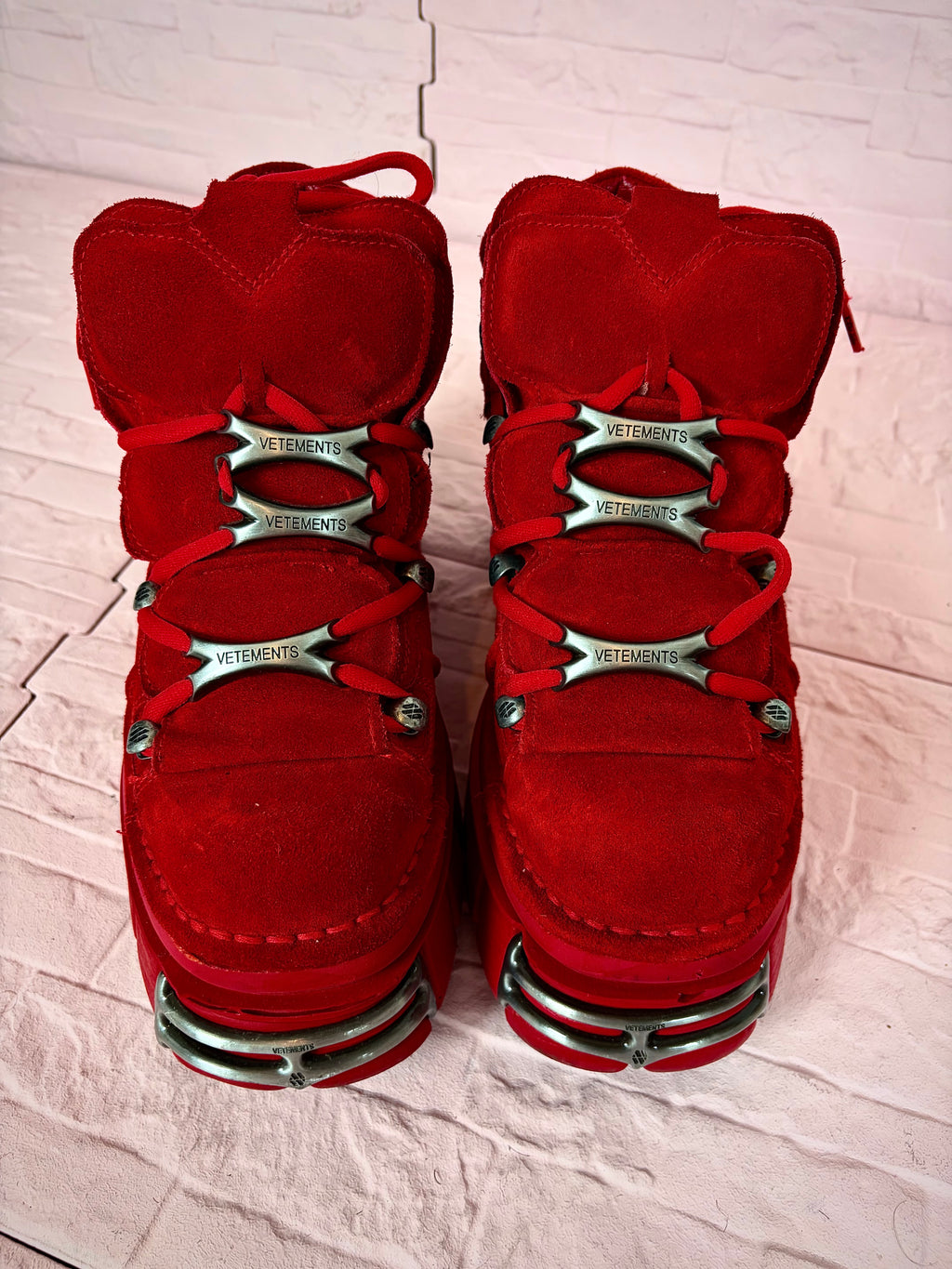 Vetements x newrocks red suede leather