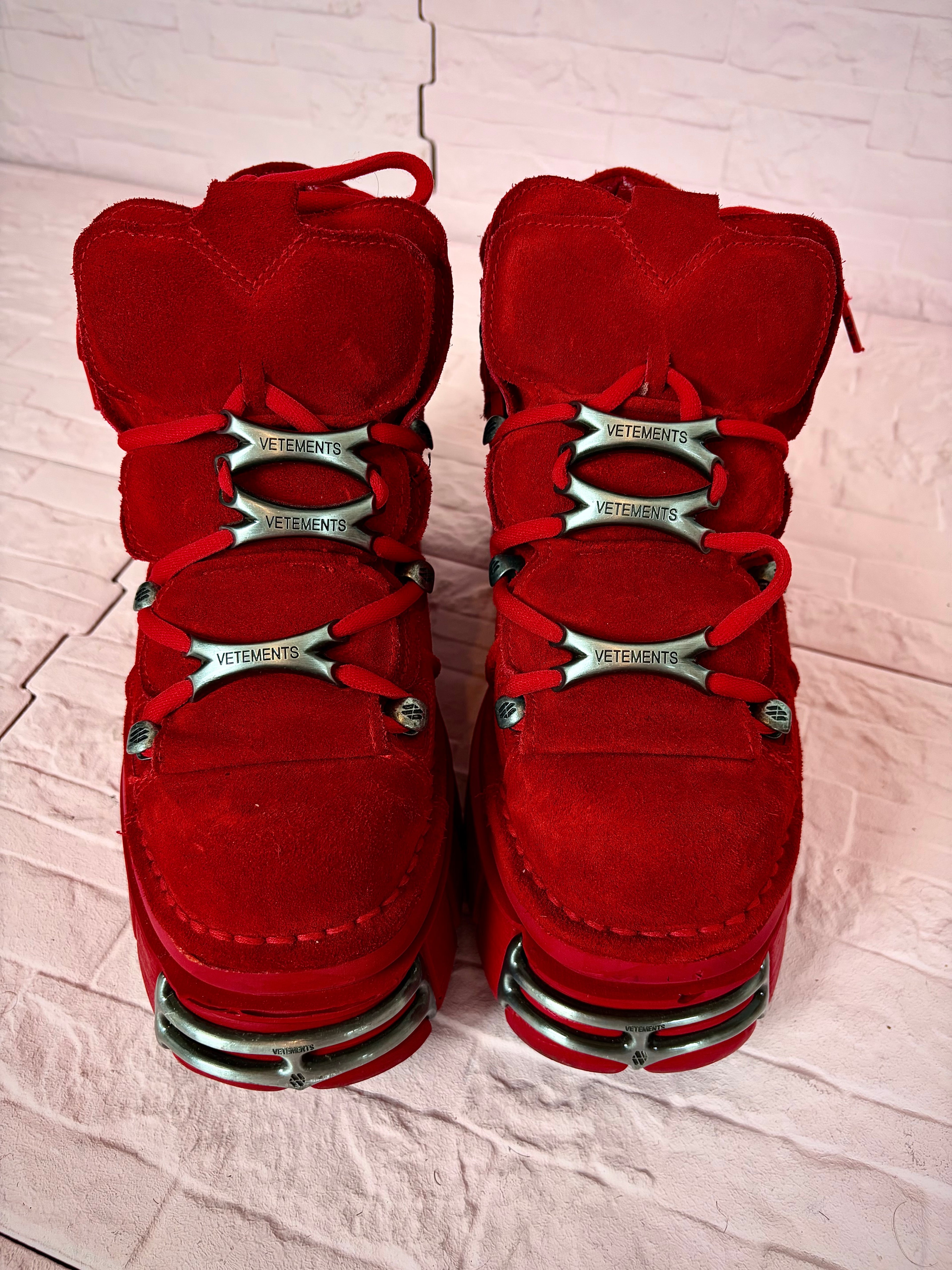 Vetements x newrocks red suede leather