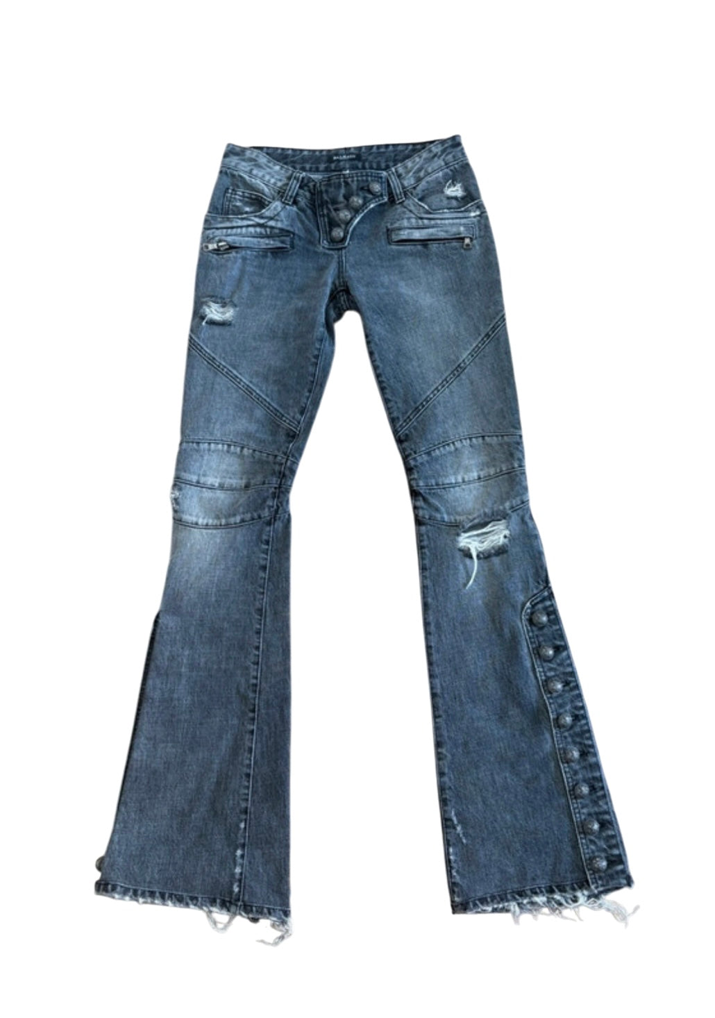 Balmain FW10 flared distressed denim